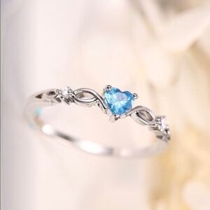 Pretty Seablue Heart Shaped Blue Topaz Ring